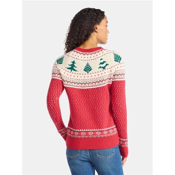 Women's & Women's Plus Pretty Christmas Sweater, Sizes XXS-4X - Picture 3 of 5